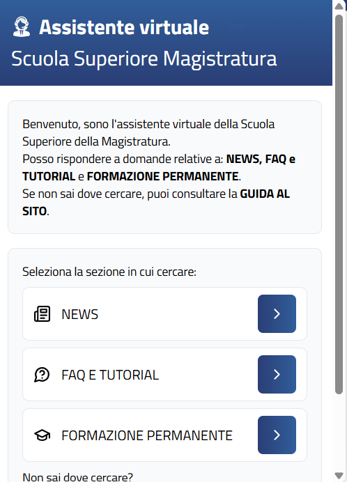 Chatbot AI — Scuola Superiore della Magistratura